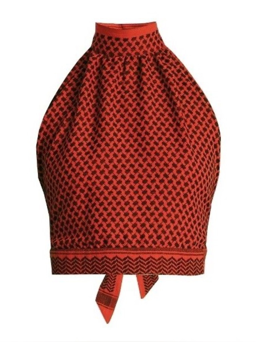 Cecilie Copenhagen Red and Black Geometric Halter Top